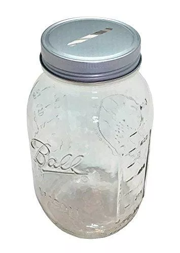 1-mason-jar-with-1-piece-slotted-bank-jar-lid-regular-mouth-quart-32oz-piggy-ban 1 Mason Jar with 1-piece Slotted Bank Jar Lid Regular Mouth Quart 32oz Piggy Bank for All Ages (1)