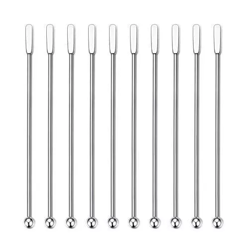 10psc-premium-stainless-steel-coffee-stirrers-swizzle-sticks-lotsun-7-5-inches-c 10PSC Premium Stainless Steel Coffee Stirrers Swizzle Sticks - Lotsun 7.5 Inches Coffee Cocktail Beverage Drink Stirrer Stick, Reusable Stir Sticks for Bar, Home, Office