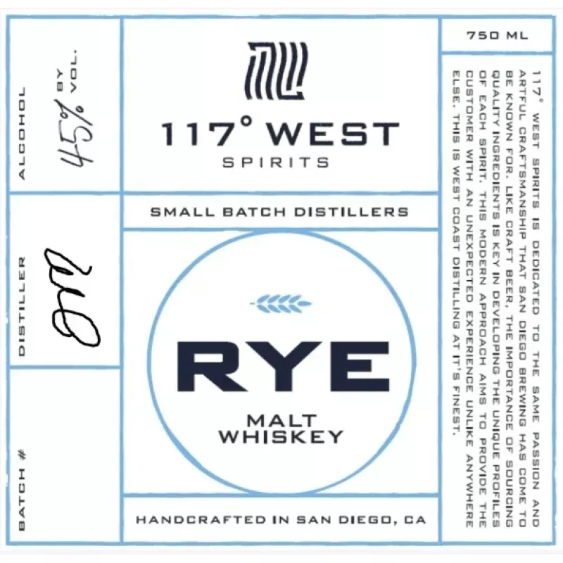 117 West Spirits Rye Malt Whiskey (750 ml)