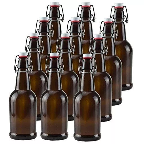 16-oz-amber-glass-beer-bottles-home-brewing-12-pack-with-flip-caps 16 oz Amber Glass Beer Bottles for Home Brewing 12 Pack with Flip Caps