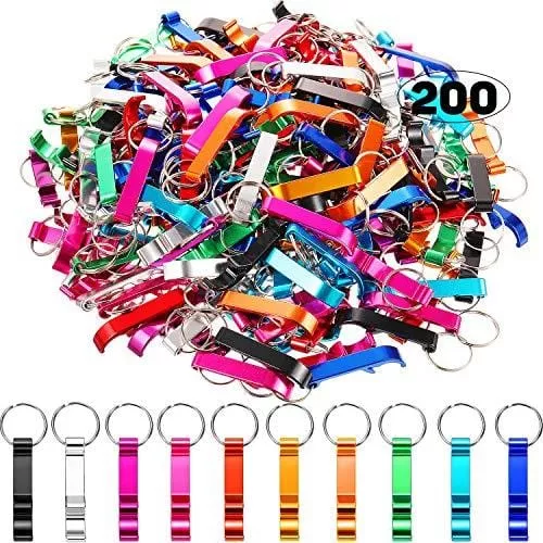 200-pieces-aluminum-bottle-openers-novel-bottle-openers-keychain-bulk-beer-bottl 200 Pieces Aluminum Bottle Openers Novel Bottle Openers Keychain Bulk Beer Bottle Opener Wedding Favors Brewery Hotel Restaurant 10 Color