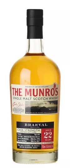 2000-munro-s-braeval-22-year-old-cask-strength-single-malt-scotch-whisky-700ml 2000 Munro's Braeval 22 Year Old Cask Strength Single Malt Scotch Whisky 700ml