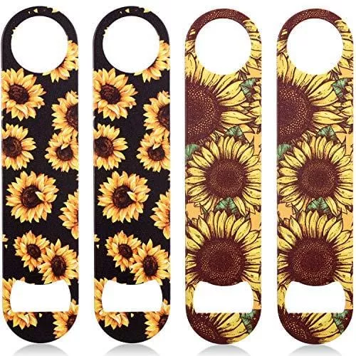 4-pieces-flat-bottle-openers-sunflowers-stainless-steel-bottle-opener-beer-bottl 4 Pieces flat bottle openers Sunflowers Stainless Steel Bottle Opener Beer Bottle Opener bar key for bartenders,Home Kitchen, Bar or Restaurant 2 Styles