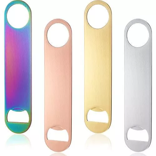4-pieces-stainless-steel-flat-bottle-opener-bartender-bottle-opener-bar-simple-e 4 Pieces Stainless Steel Flat Bottle Opener Bartender Bottle Opener for Bar, Simple and Effective Beer Openers