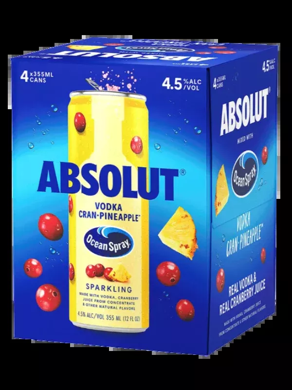 Absolut & Ocean Spray Cran Pineapple Vodka Cocktail 12-Oz Can 4-Pack