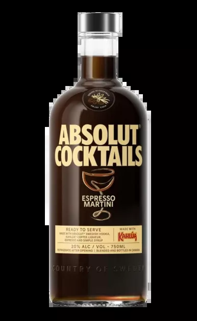 ABSOLUT VODKA COCKTAILS ESPRESSO MARTINI RTD 750ML
