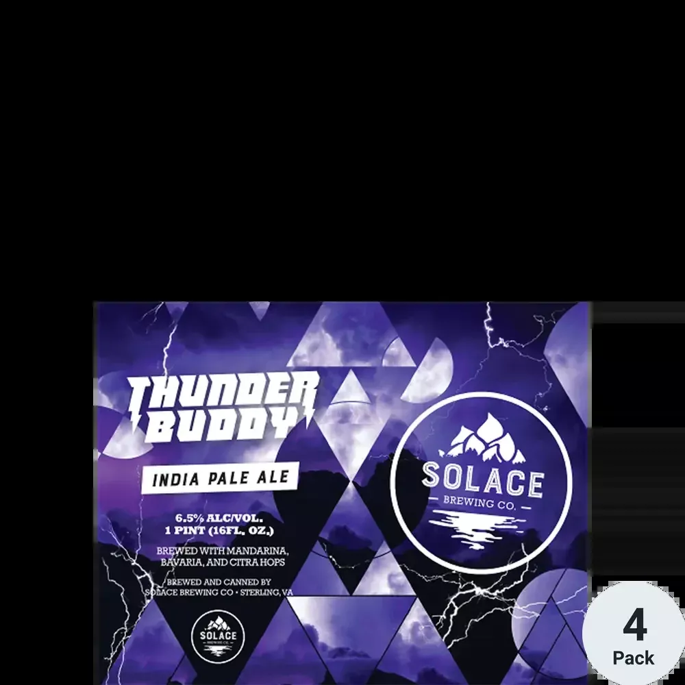 Solace Brewing Thunder Buddy India Pale Ale Beer 16-Oz Can 4-Pack