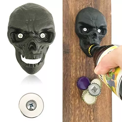 wodegift-bottle-opener-wall-mounted-cast-iron-with-magnetic-cap-catcher-bottle-o WODEGIFT Bottle Opener Wall Mounted Cast Iron With Magnetic Cap Catcher Bottle opener ,Party ,Halloween Gift (Black)