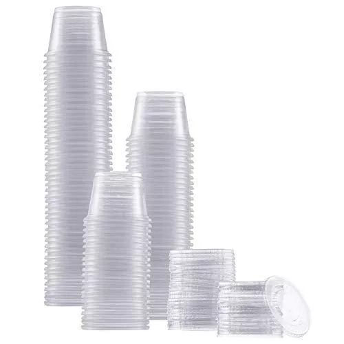 zeml-portion-cups-with-lids-1-ounces-100-pack-disposable-plastic-cups-meal-prep- Zeml Portion Cups with Lids (1 Ounces, 100 Pack) | Disposable Plastic Cups for Meal Prep, Portion Control, Salad Dressing, Jello Shots, Slime & Medicine | Premium Small Plastic Condiment Container