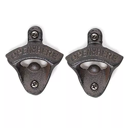 zramo-2-pack-black-wall-mounted-bartender-s-bottle-opener-in-cast-iron-set-2-wit ZRAMO 2 Pack of Black Wall-Mounted Bartender's Bottle Opener in Cast Iron, Set of 2 with Mounting Screws Included (2pc retro)